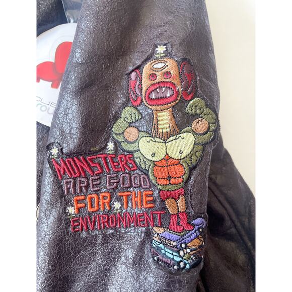 NWT Custo Barcelona Kids Brown Faux Leather Jacket Size 8 - Picture 5 of 10